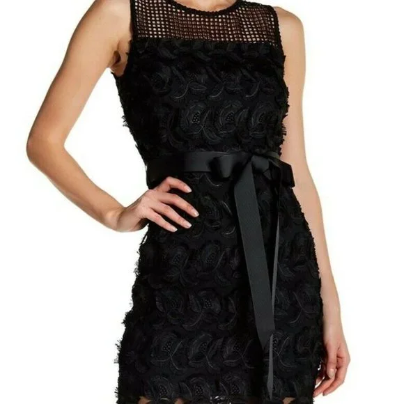 Just Me Dresses | Nwt Nordstrom X Just Me Black Applique Lace Dress Black Sz L (No Waist Tie) | Color: Black | Size: L | Mattny's Closet Just Me Dresses | Nwt Nordstrom X Just Me Black Applique Lace Dress Black Sz L (No Waist Tie) | Color: Black | Size: L | Mattny's Closet